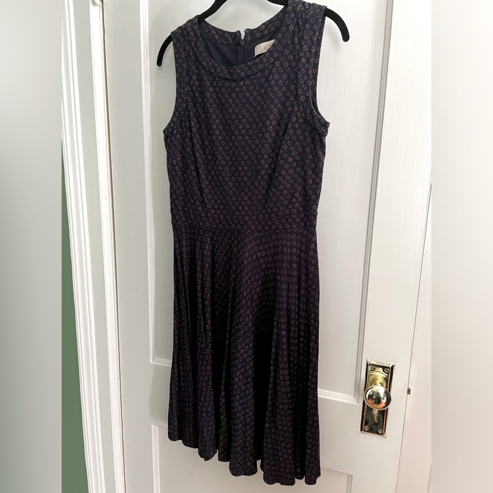 Loft patterned Navy and maroon dress